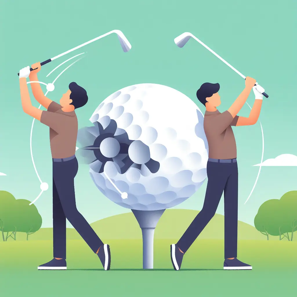 Swinging across the golf ball