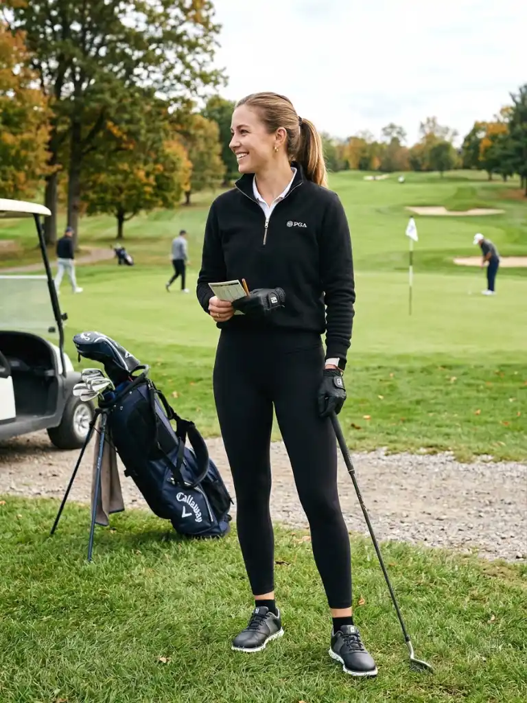 1. Classic Black Fleece-Lined Leggings with a Quarter-Zip