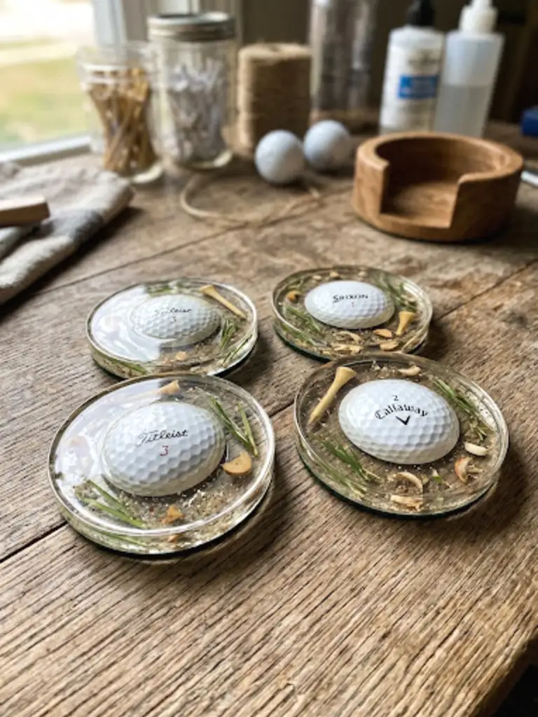 13. Golf Ball Resin Coasters