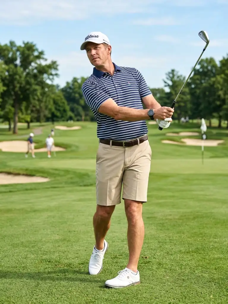 18. Striped Polo and Solid Shorts
