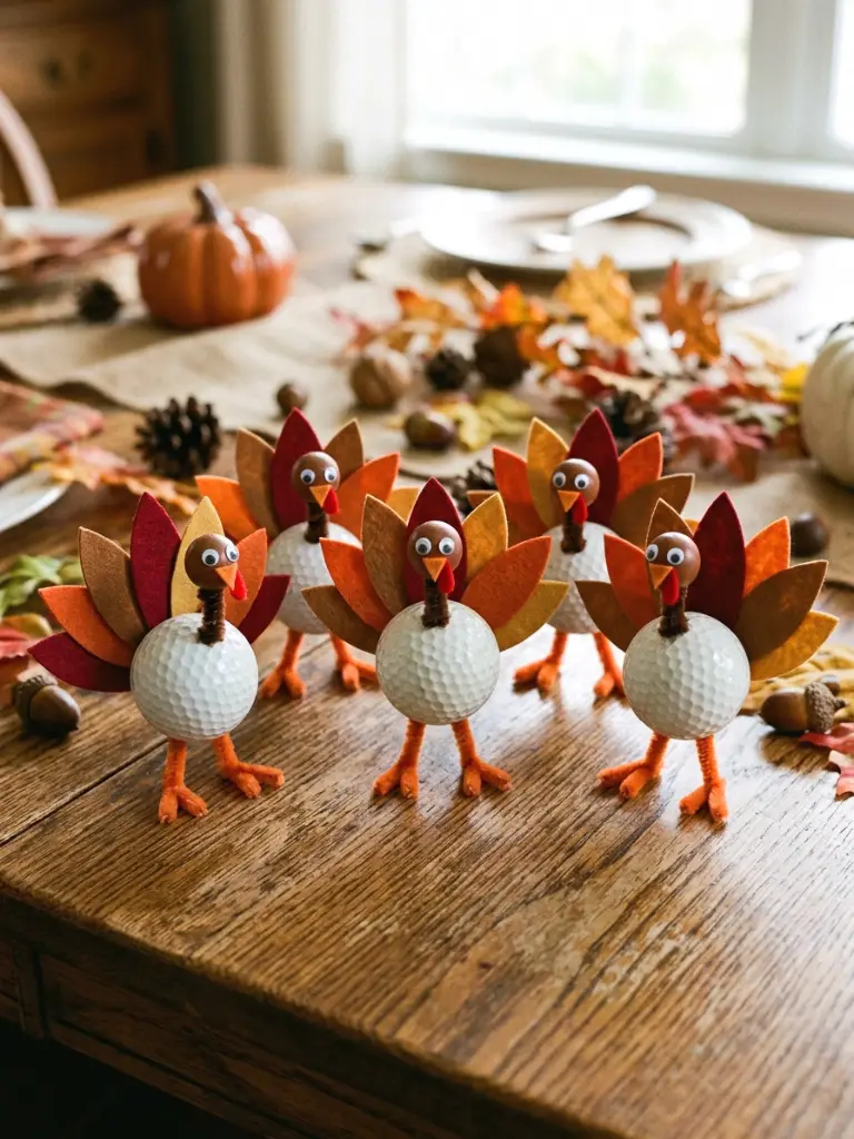 19. Golf Ball Thanksgiving Turkeys