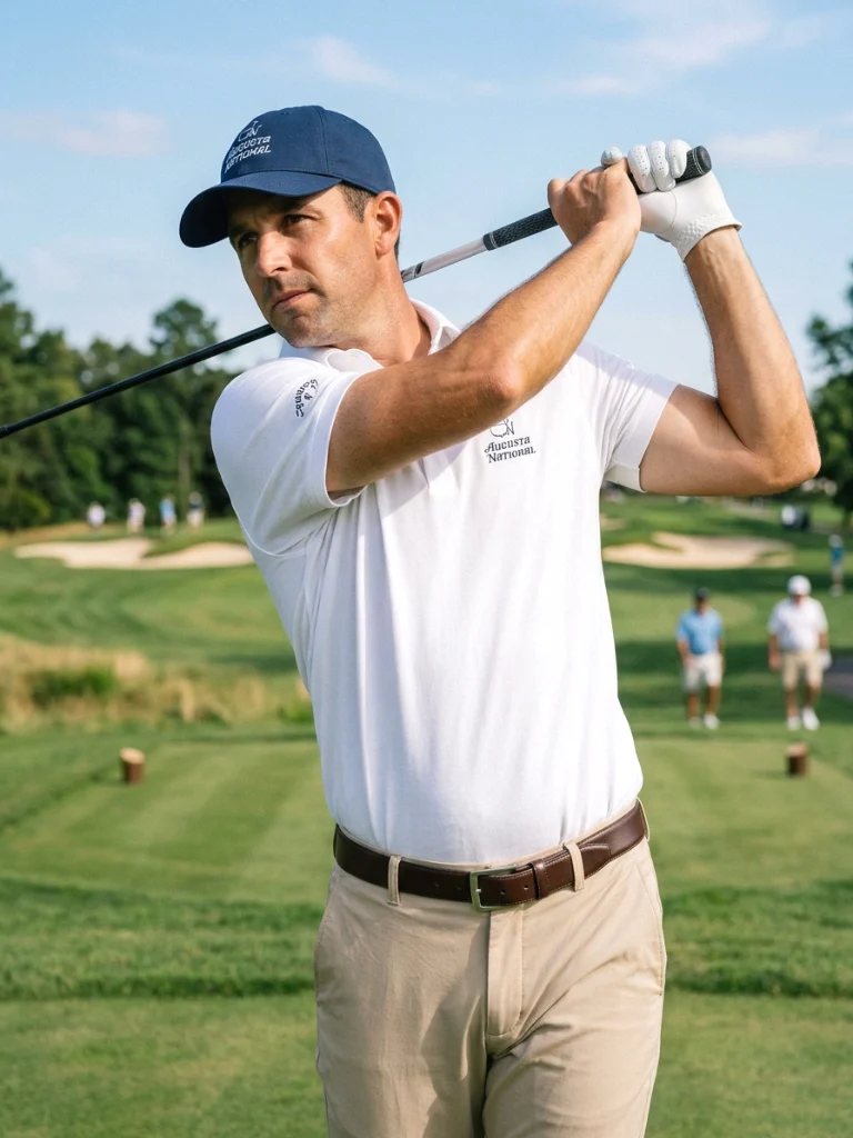 2. Beige Pants with a Crisp White Polo