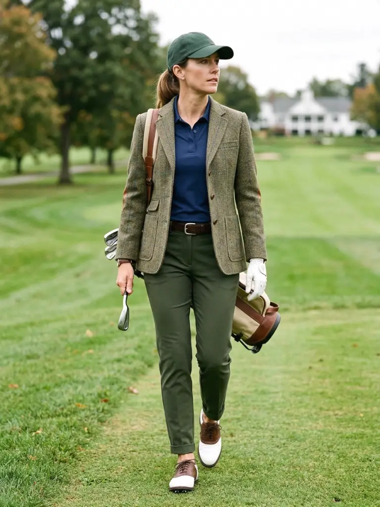 22. Tweed Blazer-Style Jacket Over Trousers