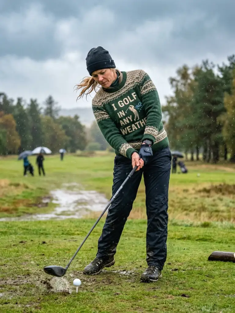 24. The "I Golf in Any Weather" Novelty Sweater