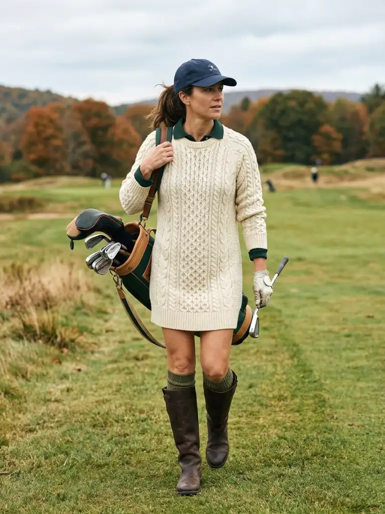 26. Cable-Knit Sweater Dress & Tall Boots