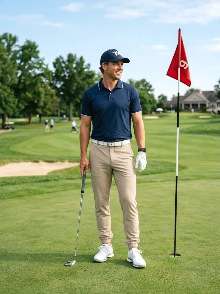27. Beige Golf Joggers for a Modern Look