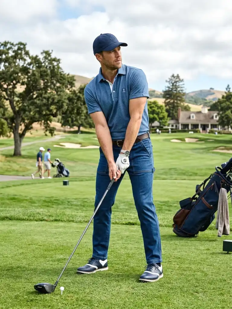 27. Denim-Inspired Golf Look