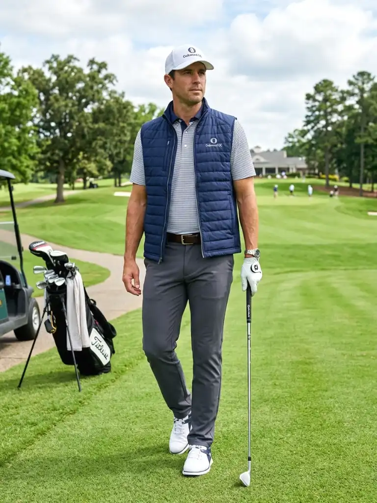 30. Layered Vest and Polo Look