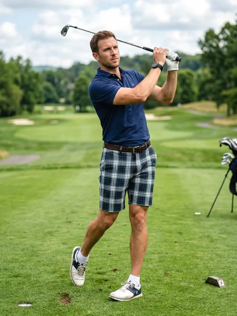 4. Plaid Golf Shorts Statement