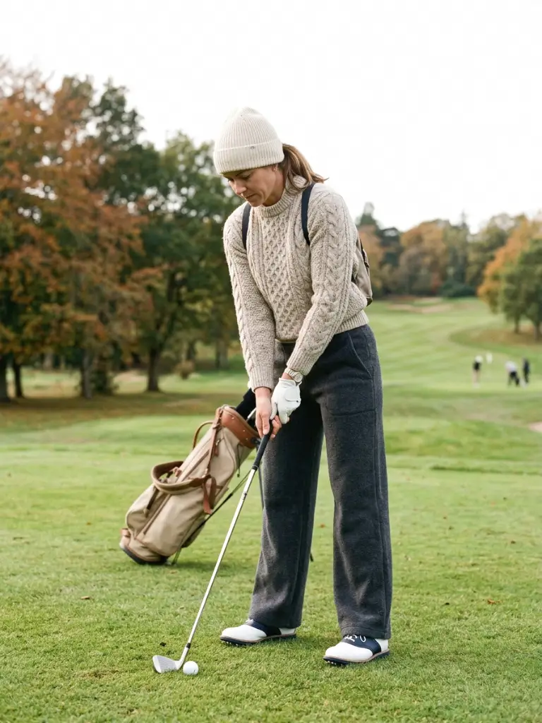 6. Chunky Knit Sweater & Wide-Leg Fleece Pants