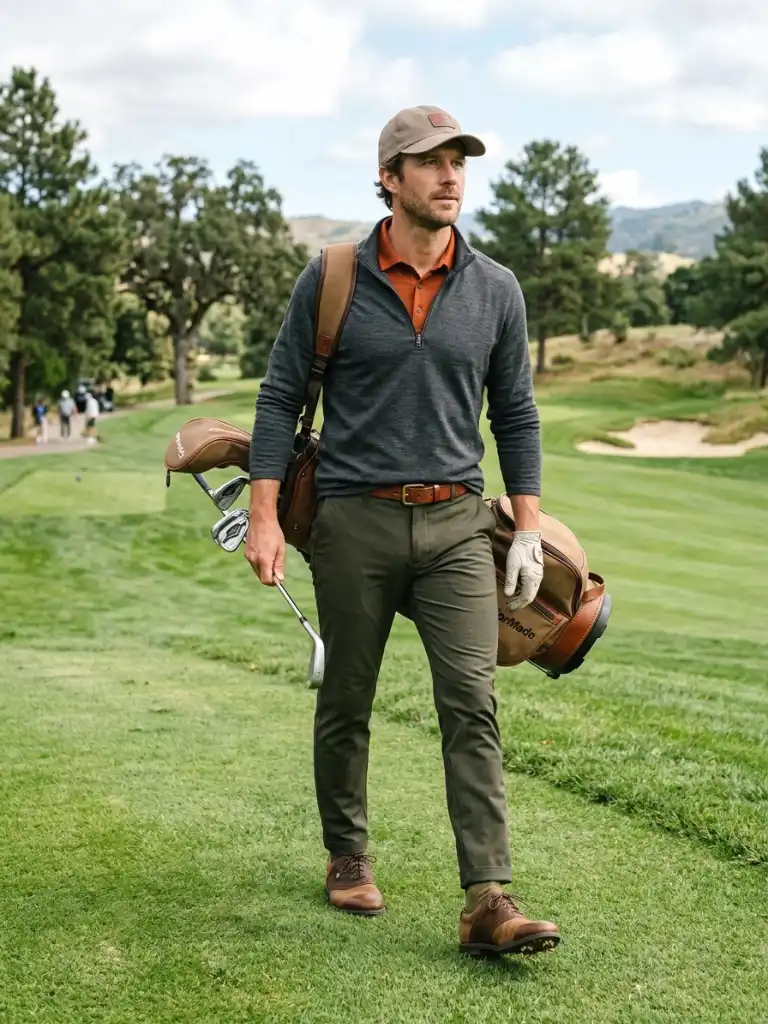 6. Earth-Tone Golf Look