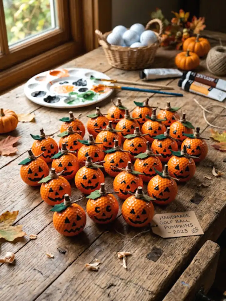 6. Golf Ball Halloween Pumpkins