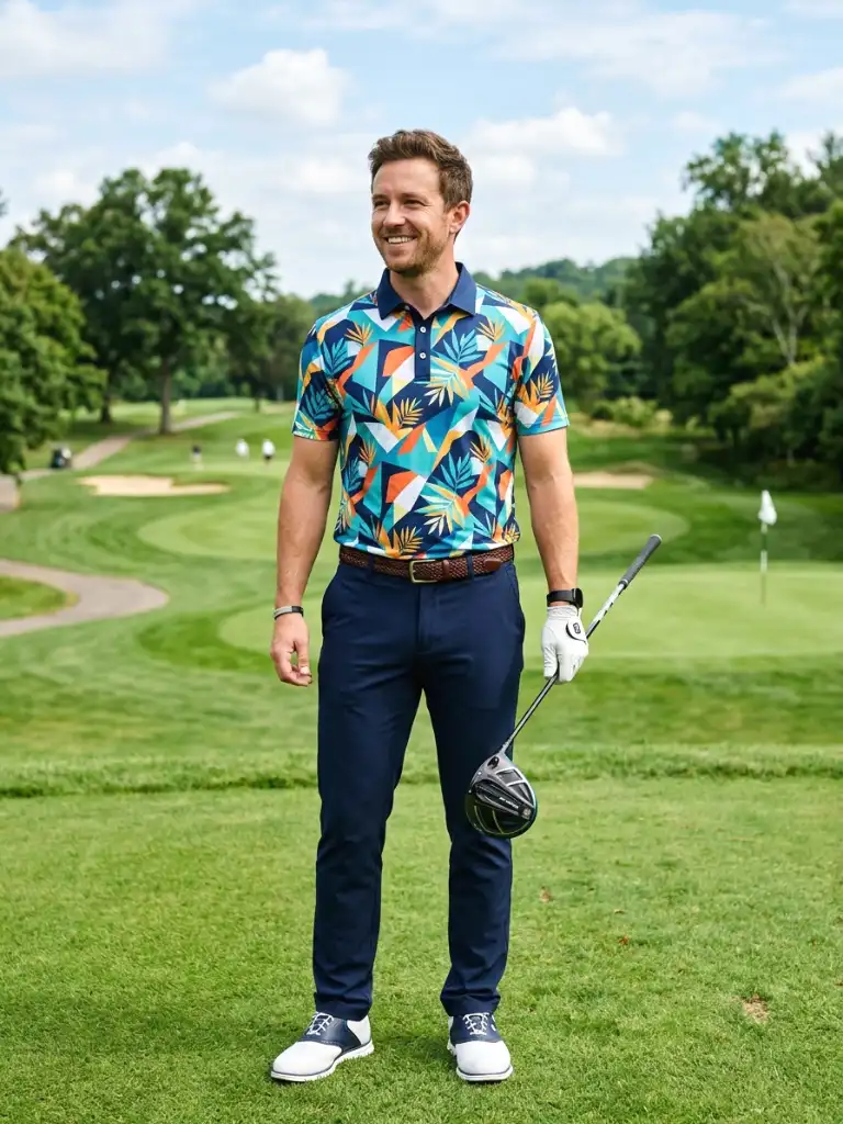8. Bold Printed Polo for Personality