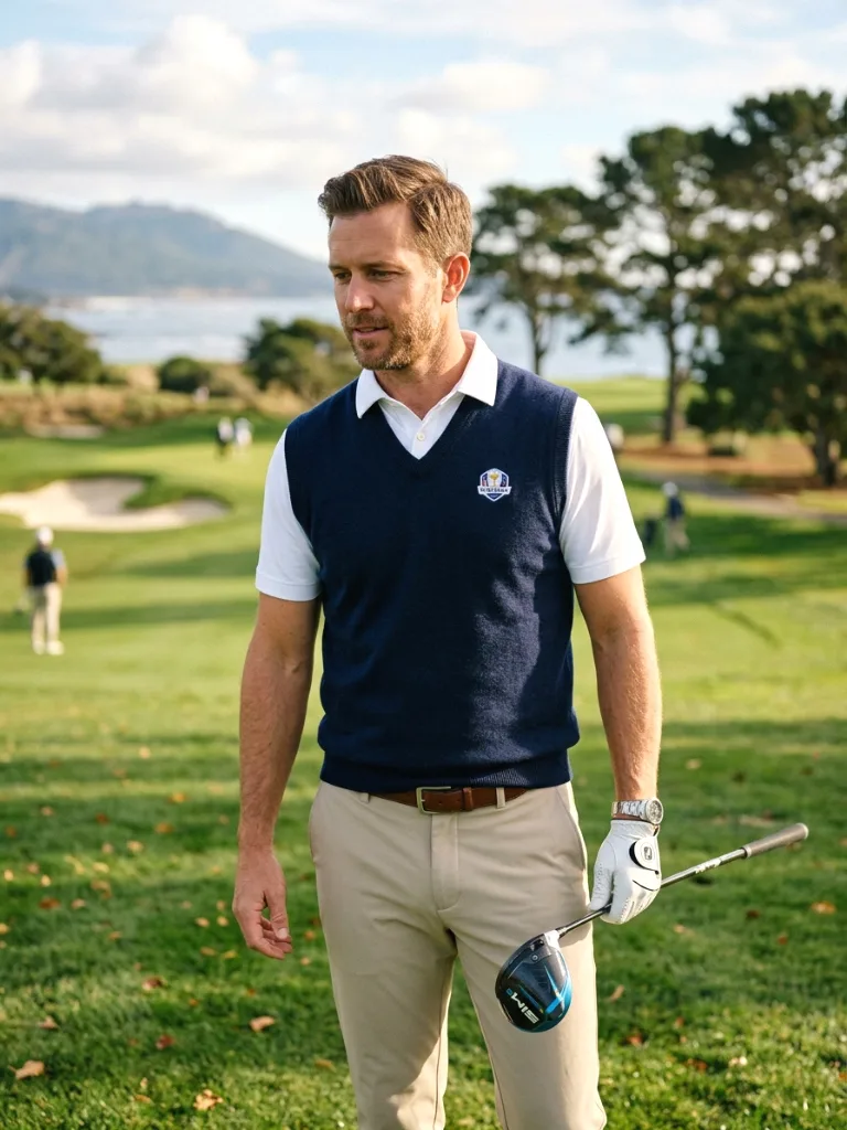9. Merino Sweater Vest Over Polo
