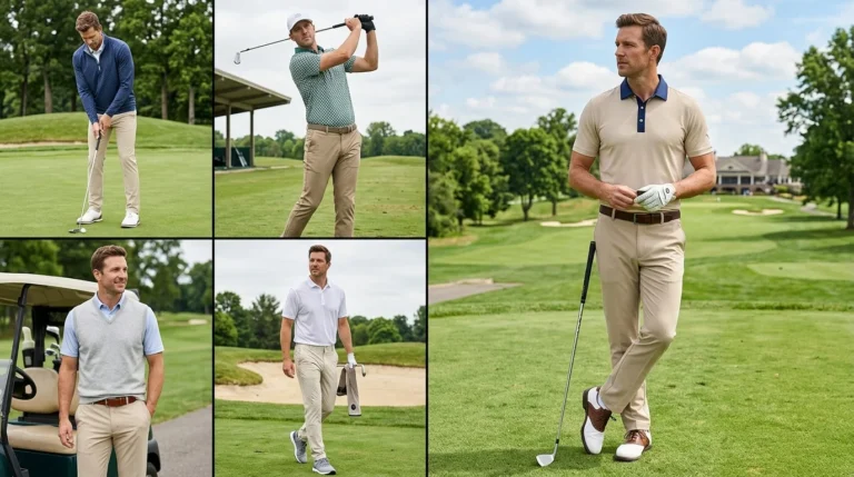 Beige Pants Golf Outfit Men
