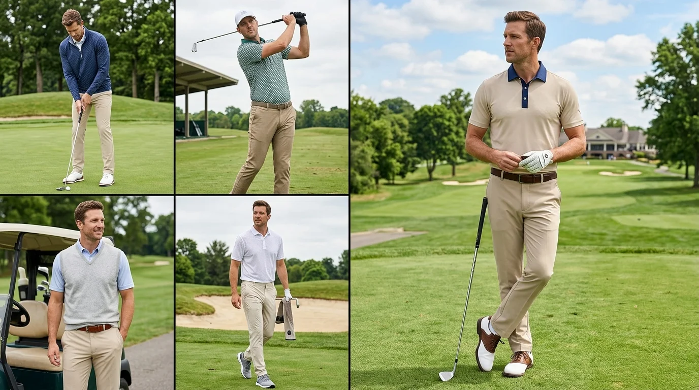 Beige Pants Golf Outfit Men
