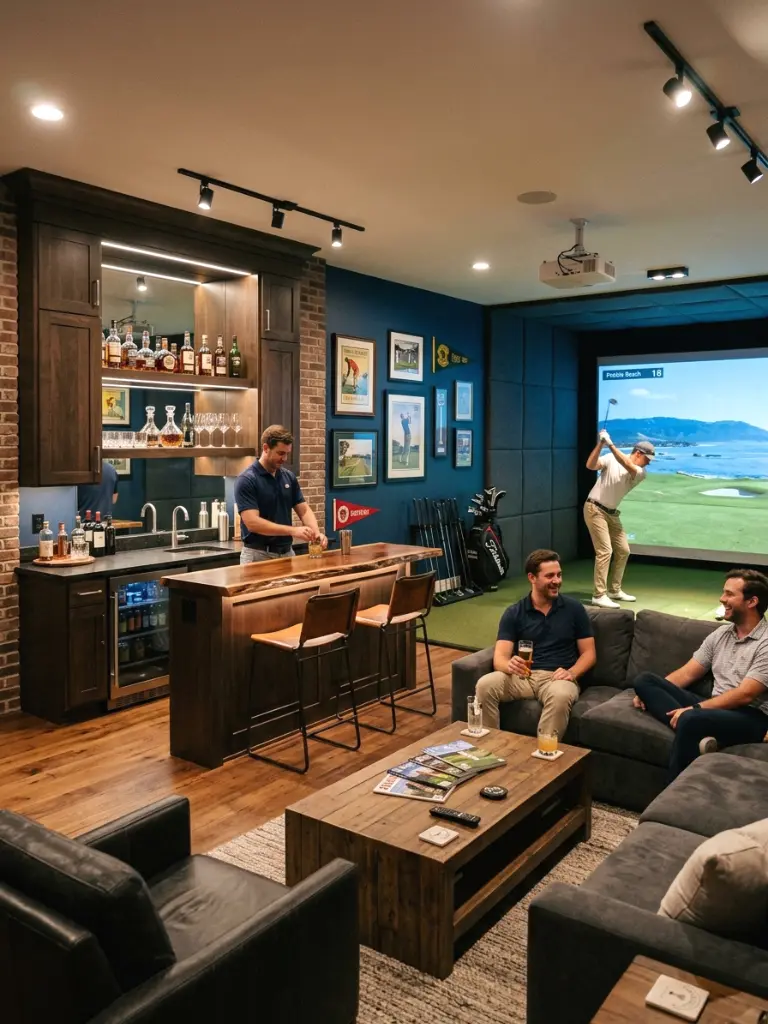 Built-In Bar and Lounge Area