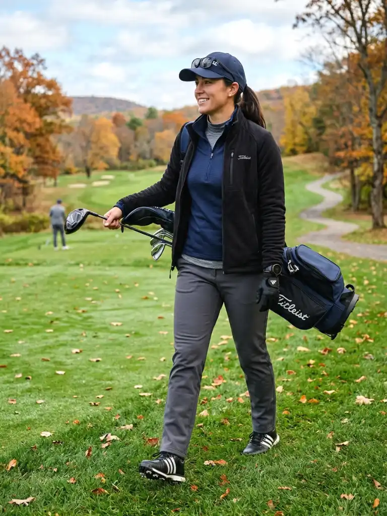 Puffer Vest Over a Long-Sleeve Base Layer