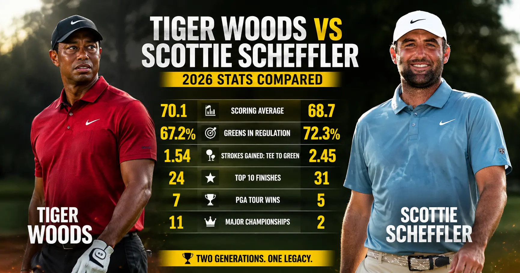 tiger woods vs scottie scheffler